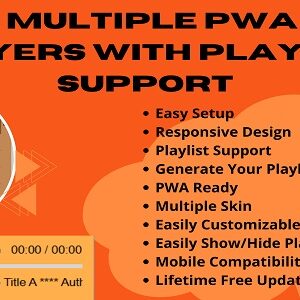HTML5 Multiple PWA Audio Players with Playlist Support