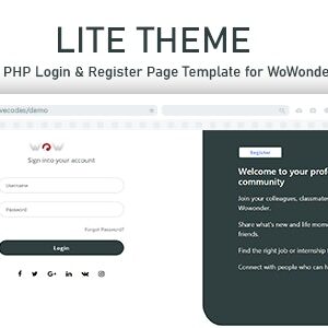 Lite PHP Login & Register Page Template for WoWonder